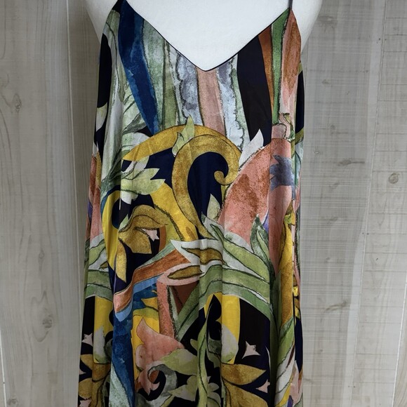Nicole Miller Abstract Watercolor Maxi Dress 10 Vibrant Resortwear Colorful - Picture 5 of 9